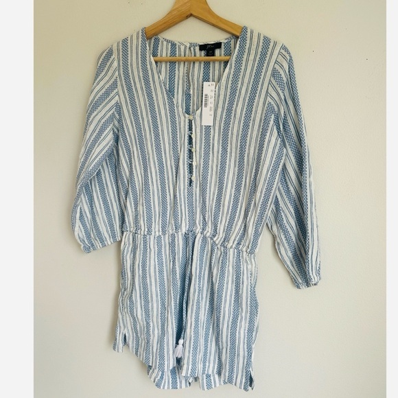 NWT J. Crew Stripe Gauze Romper in Blue and White - Picture 4 of 6